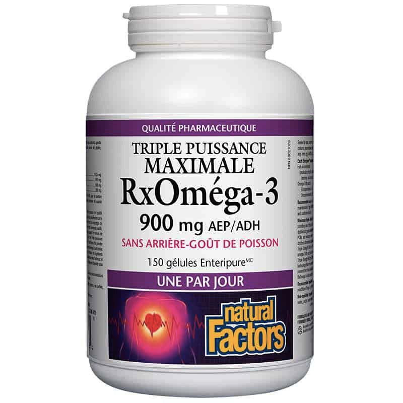 RxOméga-3 - Triple Puissance Maximale 900mg - Natural Factors - 150 gélules